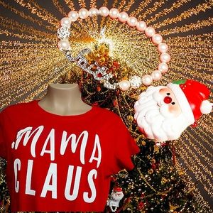 Christmas Shirt, Vintage Santa Pin & Faith Bracelet